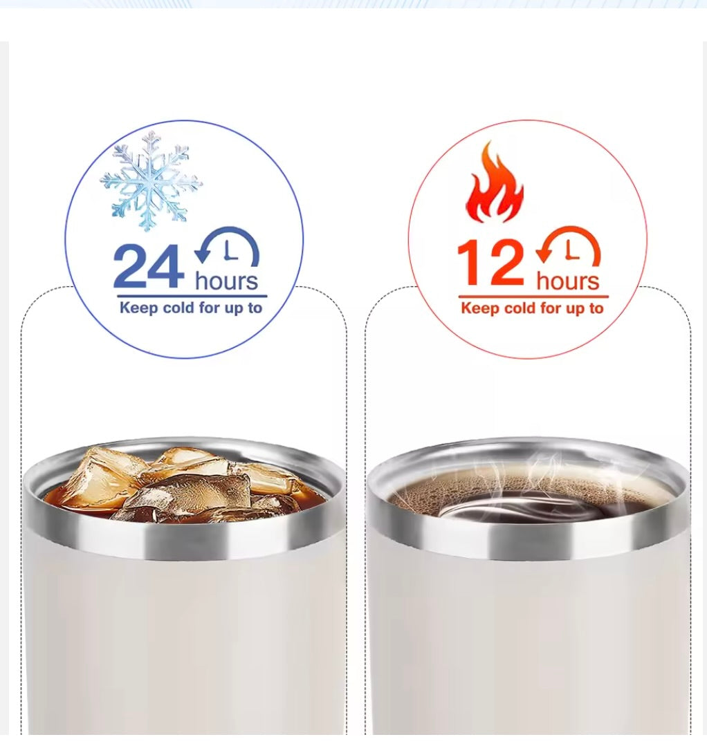 40OZ PREMIUM STAINLESS STEEL TUMBLER WITH STRAWS, WATER BOTTLE WITH HANDLE